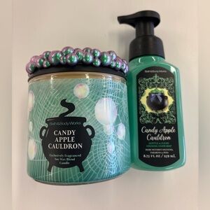 Bath & Body Works Candy Apple Cauldron Candle and Soap Set